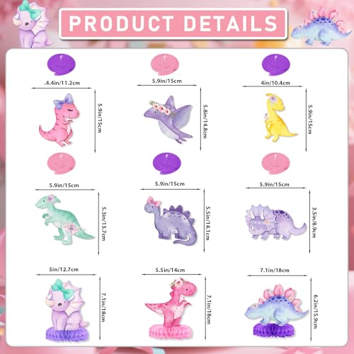 Pastel Dinosaur Birthday Party Decorations Set for Girls