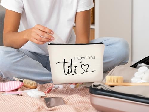 BARPERY Titi I Love You Makeup Bag for Aunts - Mother's Day Gift, Travel Organizer