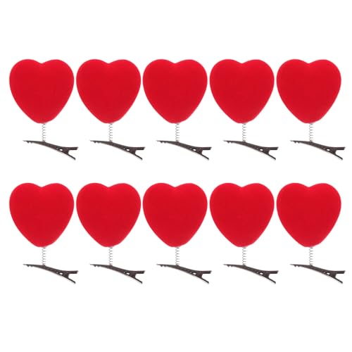 10pcs Cute Hair Clips Red Heart for Women Mini Accessories Bopper