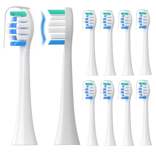 Topkitfice 10 Blue Replacement Toothbrush Heads for Philips Sonicare | Soft, Compatible with Snap-On System