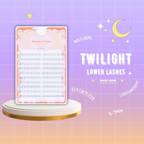 Ninetynine Dreams 120 Pcs Twilight Lower Lashes - Individual Bottom Lash Clusters, 6-7mm, C Curl, Thin Transparent Band - Pack of 120