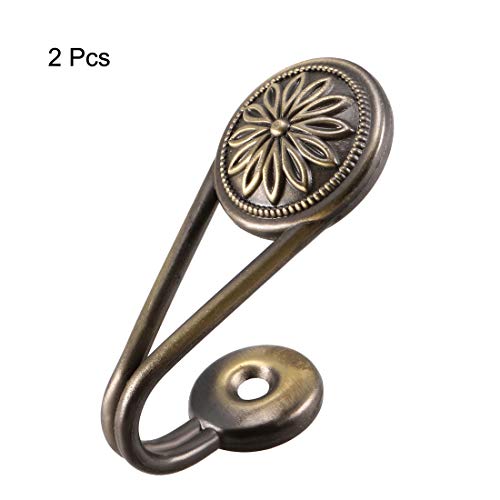 uxcell Decorative Curtain Holdbacks - Wall Mounted Hooks, Bronze Finish, 2 Pcs