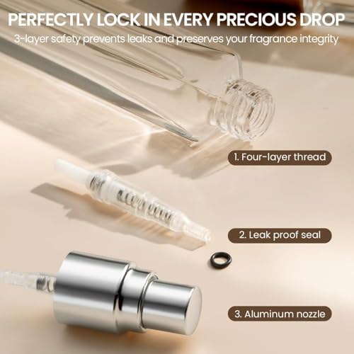 Cryslora Refillable Perfume Atomizer, 15ml Travel Spray Bottle with Wood Lid