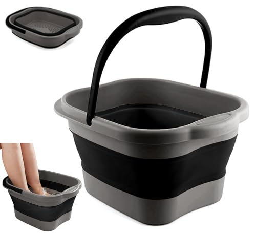 DoroSun Collapsible Foot Soak Basin, 15L Foldable Foot Bath with Massager