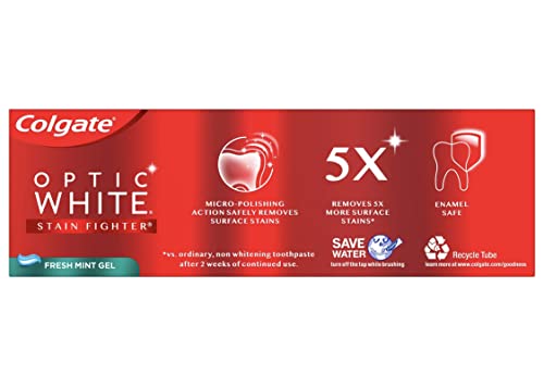 Colgate Optic White Stain Fighter Whitening Toothpaste Gel 4.2 oz Pack of 2