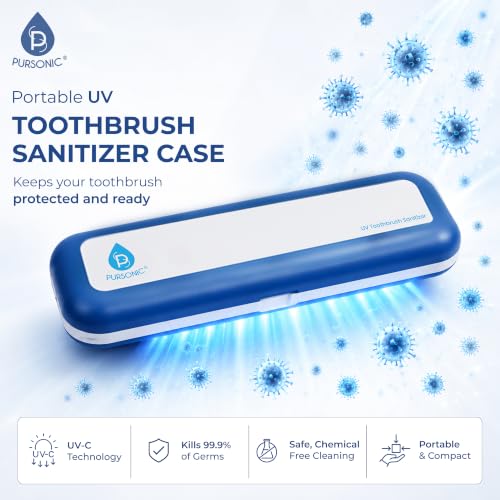 Pursonic Portable UV Toothbrush Sanitizer Case Travel Holder with Auto Shut-Off