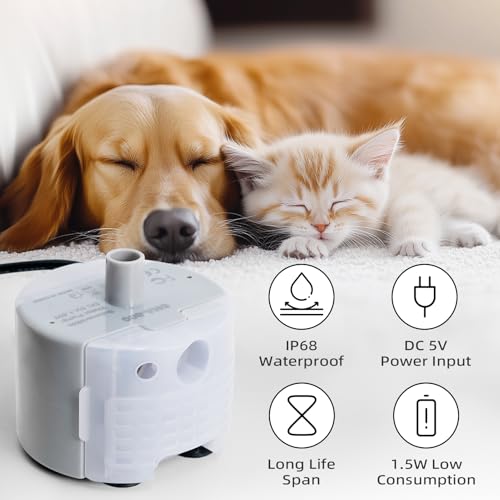 Ultra-Quiet Replacement Pump for Stainless Steel Cat Water Fountains