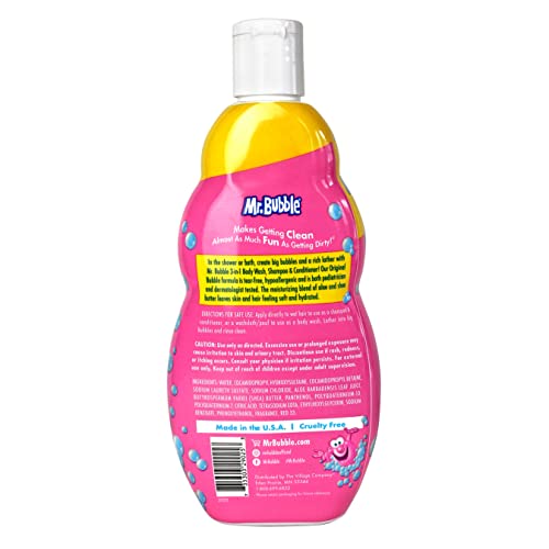 Mr. Bubble 3-in-1 Kids Shampoo, Conditioner & Body Wash - Bubble Gum Scent, 16 fl oz (Pack of 2)