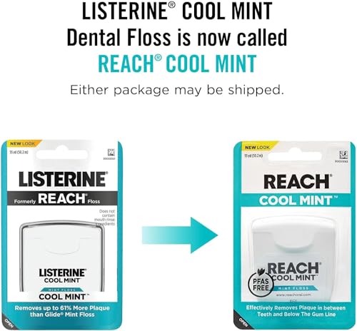 Reach Cool Mint Waxed Dental Floss - 55 Yard Spool for Plaque Removal
