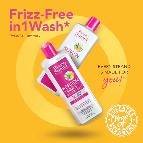 Every Strand Keratin Shampoo & Conditioner Set with Hair Polisher – Sulfate-Free Hair Care for Damaged & Chemically Treated Hair