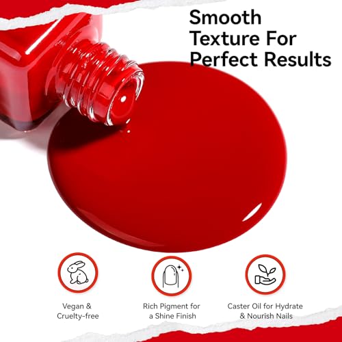 Nailshion 375 Noble Red French Nail Polish - Classic Air Dry Red Gel