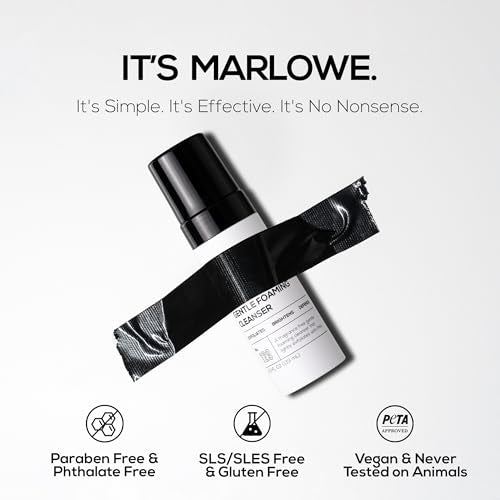 Marlowe Gentle Foaming Facial Cleanser for Men - Exfoliating & Brightening 4.5oz