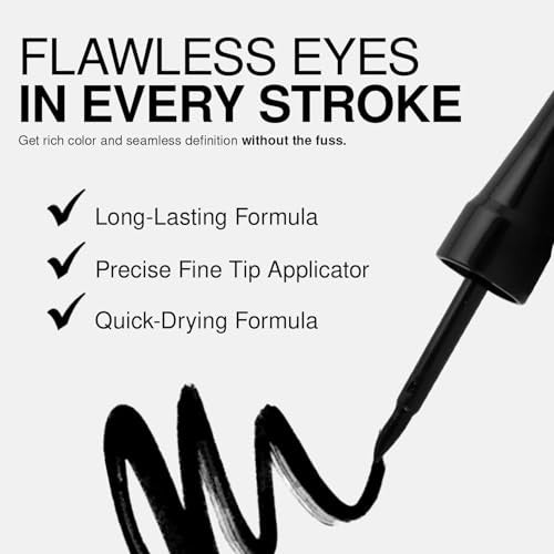 Palladio Liquid Eyeliner Black - Waterproof, Highly Pigmented, Precise Felt Tip, Cruelty-Free