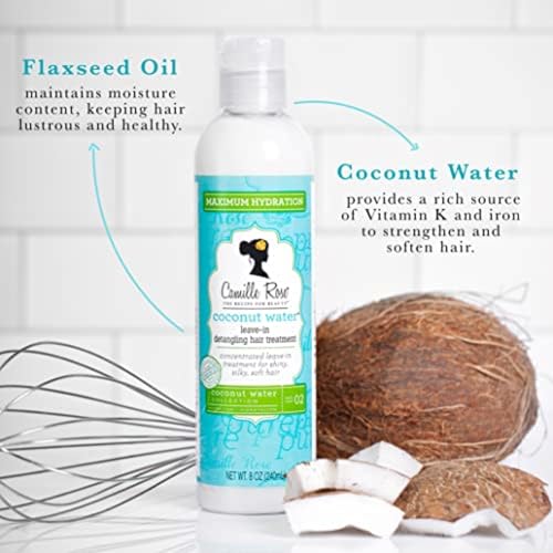 Camille Rose Coconut Water Leave-In Conditioner 8oz - Lightweight Hair Treatment & Detangler