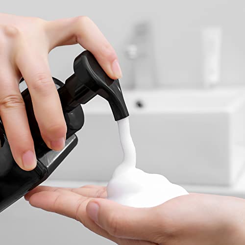 15oz Black Foaming Soap Dispenser - 4 Pack, Refillable Pump Bottle