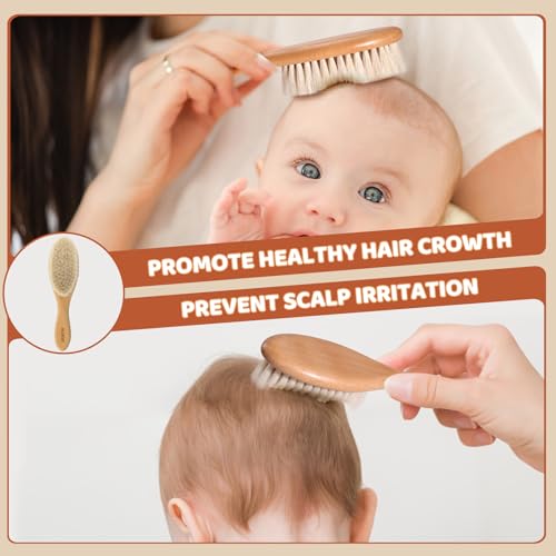 Natural Wooden Baby Hair Brush - Soft Bristle for Gentle Care