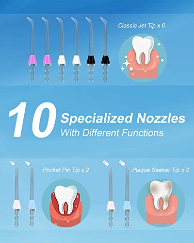 MySmile 10-Piece Oral Irrigator Nozzle Set for Waterpik & Mocel