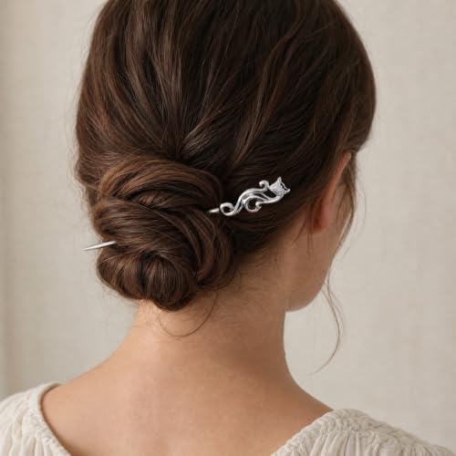 Lawie 14 Pack Vintage Silver Metal Hair Sticks for Bun & Chignon