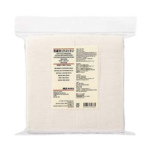 MUJI Unbleached Soft Cut Cotton Pads - 60x50 mm, 180 pcs
