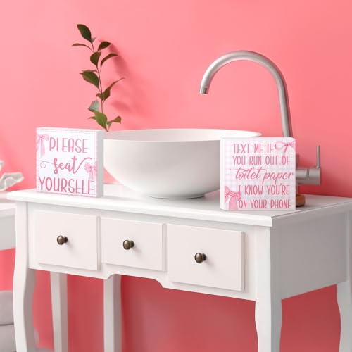 Farmhouse Bathroom Signs - 2 Pcs Please Seat Yourself Wall Art