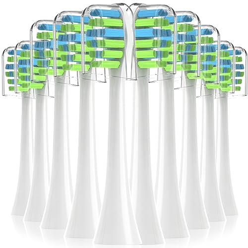 iOearry White Replacement Toothbrush Heads with Covers for 7am2m AM101/AM105 Electric Toothbrush - 10 Pack