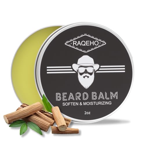 RAQEHO 2oz Beard Balm for Men - Mustache Wax & Styling Butter with Shea & Sandalwood (Pack of 1)