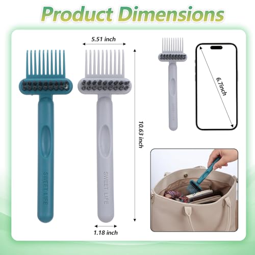Yuanchu 2-in-1 Hair Brush Cleaner & Remover Tools Green+Gray - Dual-Sided Comb for Salon & Home