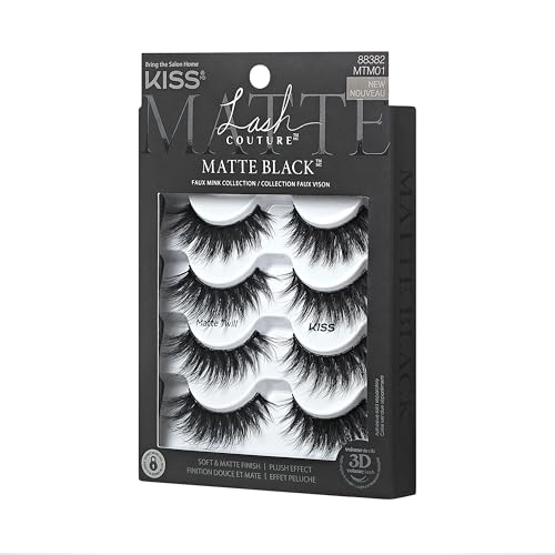 KISS Lash Couture Matte Twill 14mm Faux Mink False Eyelashes - 4 Pairs