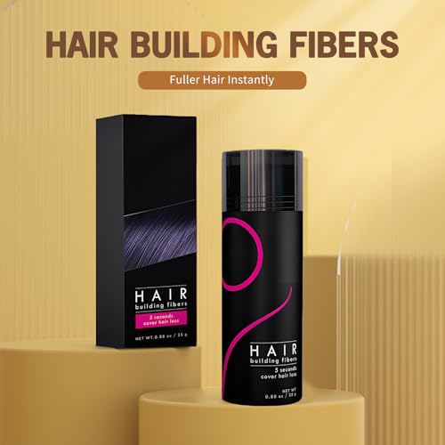 gowwim Hair Fibers - Instant Thickening for Thinning Hair, 25g Black (Pack of 1)