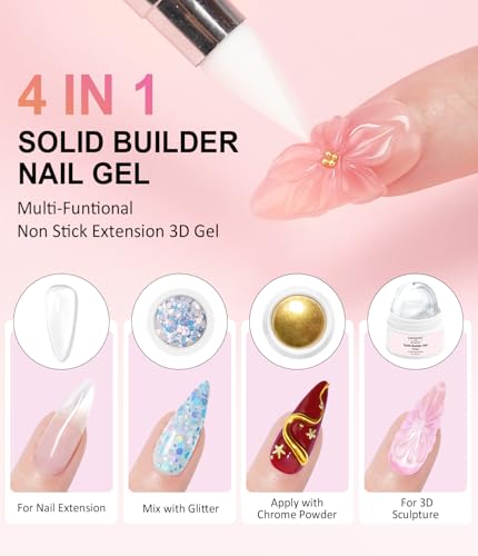 CMTQVFL 3D Gel Nail Art - White Pearl Gold Chrome Powder 60g