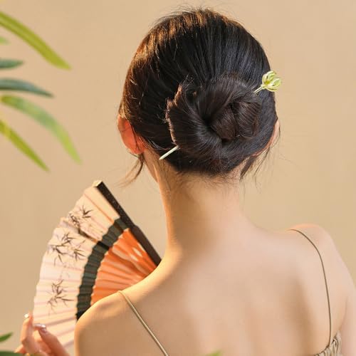 Milovgvset 4PCS Gold Lotus Hair Sticks for Buns Vintage Chinese Hairpins Women Girls
