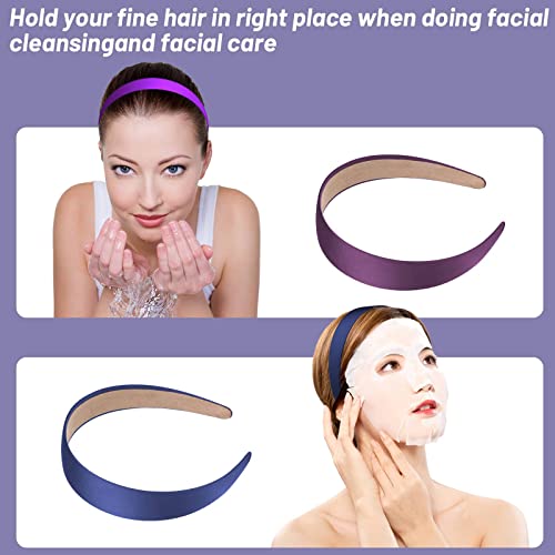 Anezus 16 Pack Multicolor Satin Headbands 1 Inch Non-Slip Hair Bands for Women & Girls DIY Crafts