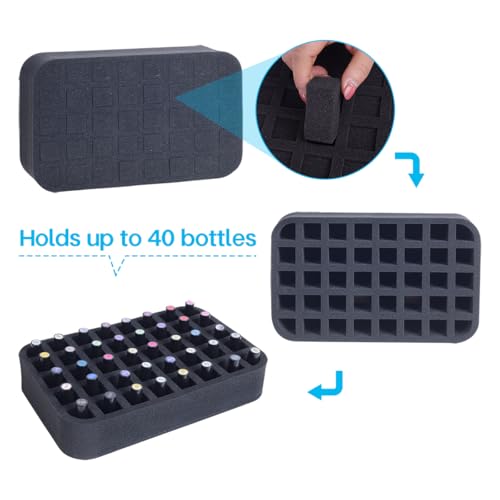Nail Polish Organizer Foam Pad for 40 Bottles - Black