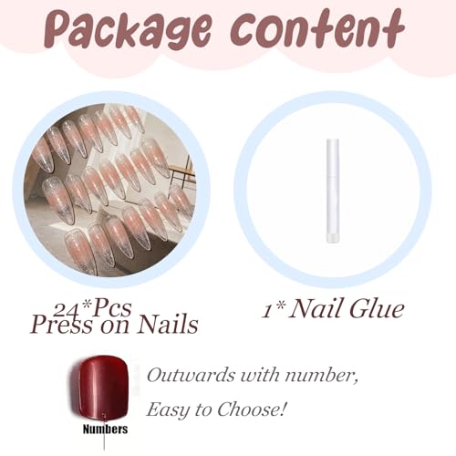 BABALAL Extra Long Stiletto Glitter Press-On Nails - Pink & Nude, 24Pcs, Model BNDa01-03