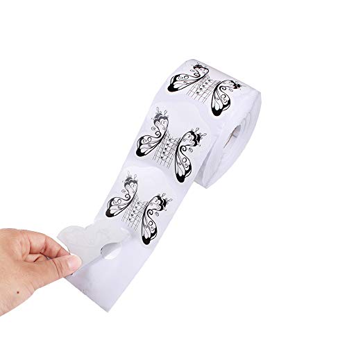 BeautyLeader 500Pcs Nail Form Guide Sticker Roll for Acrylic UV Gel Nail Art Butterfly Design