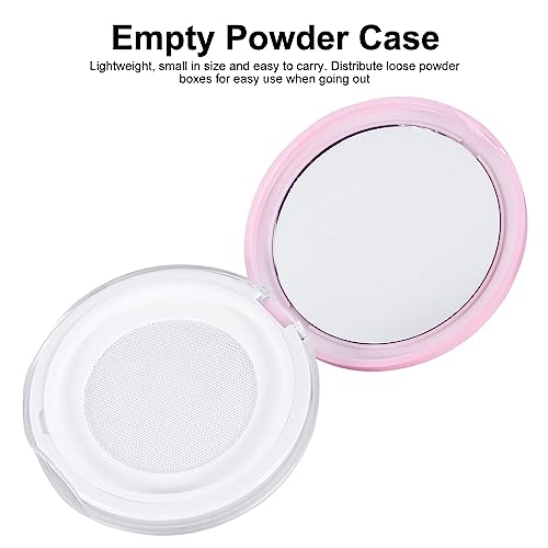 Pink Refillable Compact for Loose Face Powder with Puff - Travel Makeup Case, 2 Pack