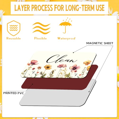 Flower Clean Dirty Magnet for Dishwasher | Double-Sided Design