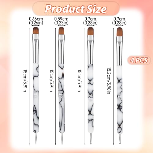 Matwsec 4 Pcs French Nail Brushes Set with Dotting Tool