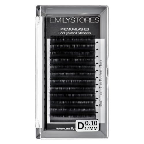 EMILYSTORES Individual Eyelash Extensions 0.10mm D Curl 17mm