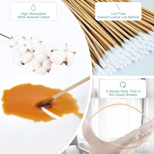 Garrelett 500 pcs Long Cotton Swabs 6 Inch Reusable Wooden Tips for Gun & Detail Cleaning