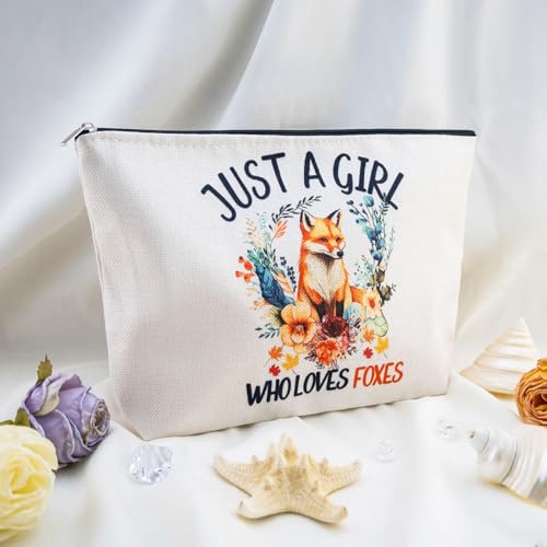 Yoxiumi White Fox Themed Gift Bag for Women - Foxes Purse & Makeup Bag