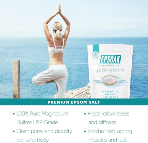 Epsoak Unscented Epsom Salt 80oz (5 lb) Magnesium Sulfate USP - Resealable Bag, Made in USA