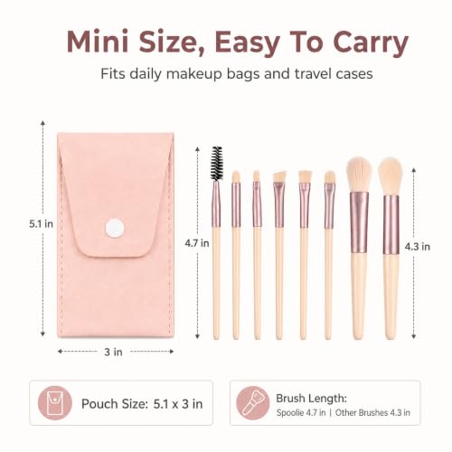 12-Piece Travel Makeup Brush Set with Ivory Beige Pouches - Ideal Bridesmaid Gifts