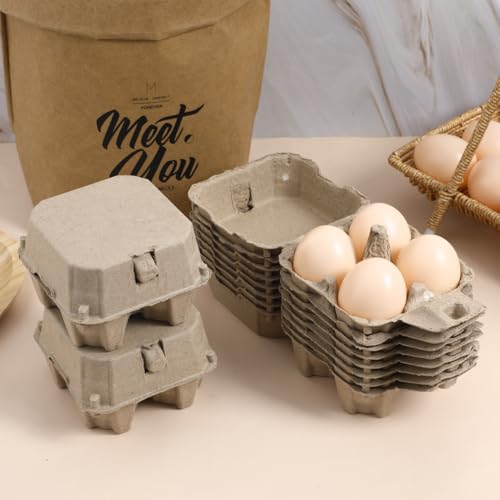 4-Pack Mini Kraft Paper Egg Cartons - Stackable Storage for Eggs