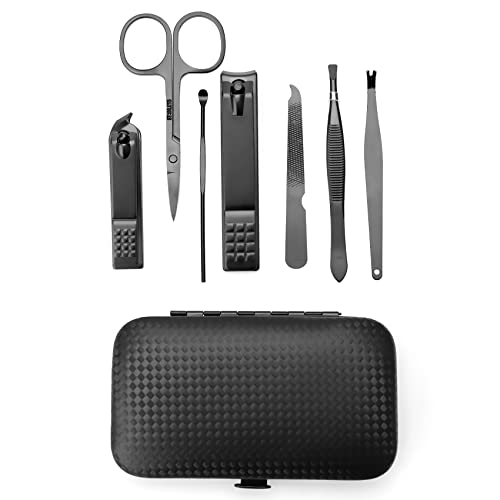 7-in-1 Travel Manicure Set with Case - Stainless Steel Grooming Kit