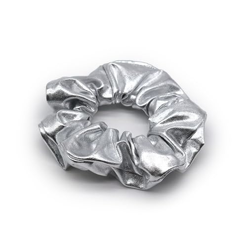 JCLIFE Silver Hair Scrunchies 2-Pack Metallic Hair Ties for Women & Girls