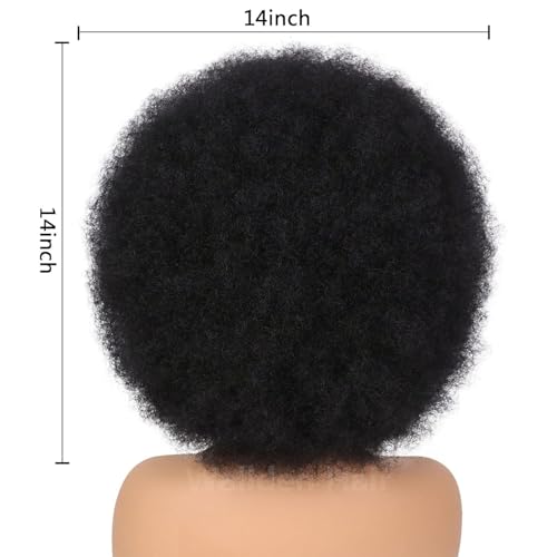 70s Afro Puff Wig Synthetic Curly Hair for Daily Use and Costumes
