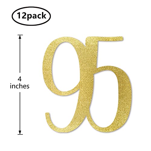 Gold Glitter 95th Birthday Centerpiece Sticks - 12-Pack Table Toppers