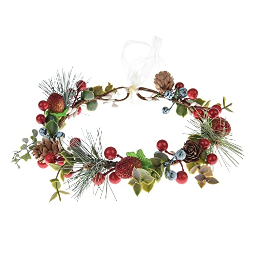 Handmade Christmas Flower Crown Wreath for Women - Berry Garland Headpiece
