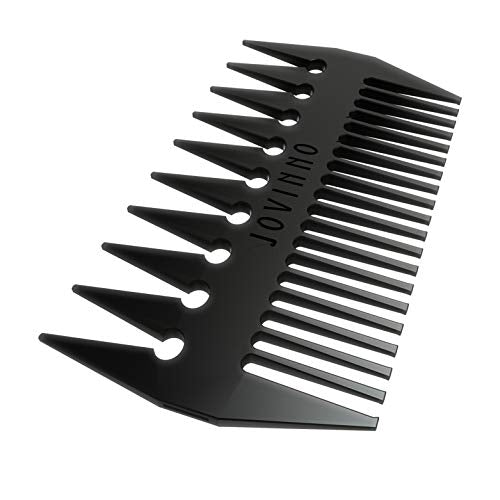 Jovinno Black Metal Heavy Duty Stainless Steel Hair & Beard Comb Dual-Sided Fine & Wide Tooth